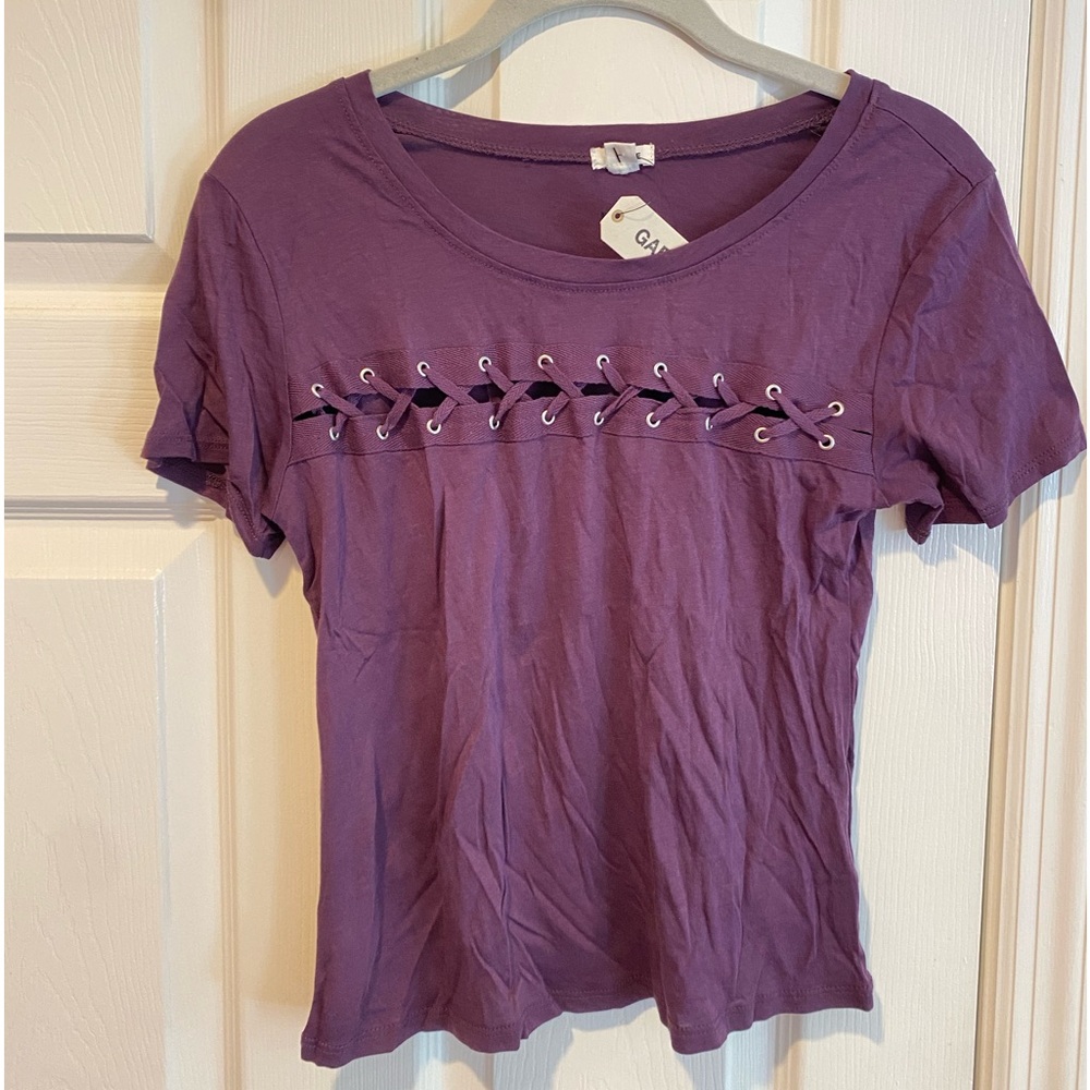 Purple lace-up baby tee from Garage, size small